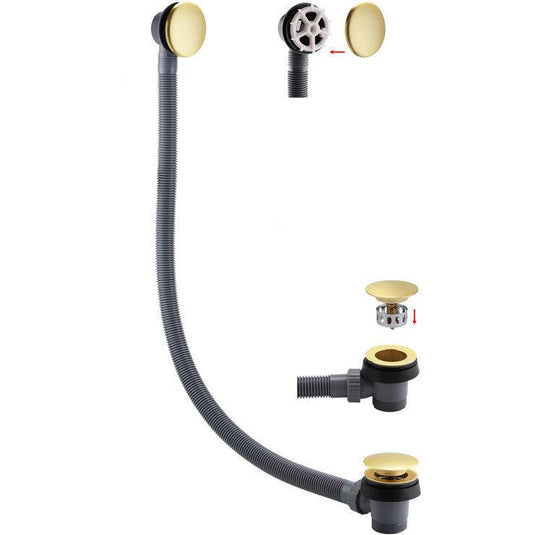 Ruby Sprung Bath Waste & Overflow - Brushed Brass - RUBY105815 - Bathroom Shack