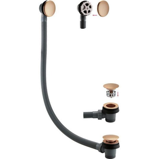 Ruby Sprung Bath Waste & Overflow - Brushed Bronze - RUBY108983 - Bathroom Shack