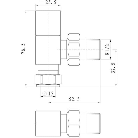 Ruby Square Chrome Radiator Valves - Angled - RUBY103019 - Bathroom Shack