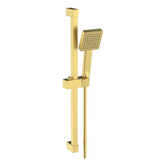 Ruby Square Slider Rail Kit & Single Mode Handset - Brushed Brass - RUBY108594 - Bathroom Shack