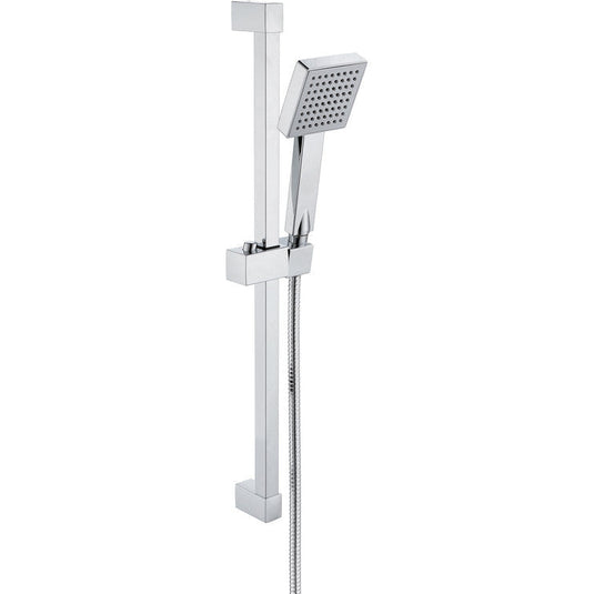 Ruby Square Slider Rail Kit & Single Mode Handset - Chrome - RUBY105857 - Bathroom Shack