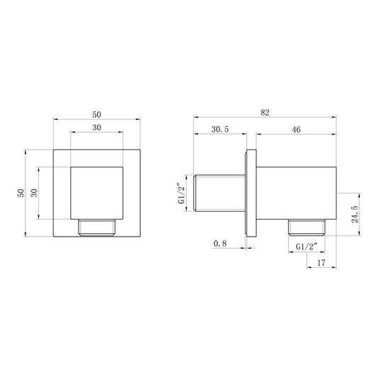 Ruby Square Wall Outlet Elbow - Matt Black - RUBY108599 - Bathroom Shack