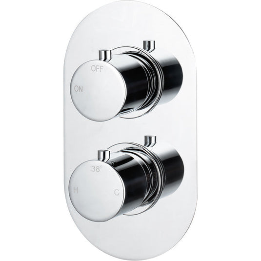 Ruby Teddy Thermostatic Single Outlet Twin Shower Valve - Chrome - RUBY105836 - Bathroom Shack