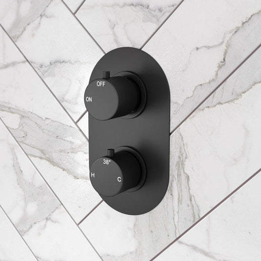 Ruby Two Outlet Twin Shower Valve - Matt Black - RUBY106796 - Bathroom Shack