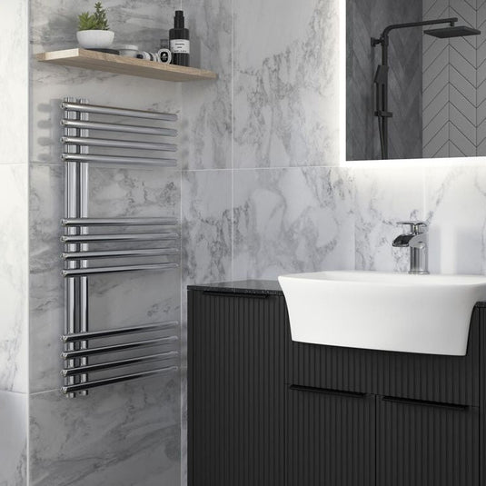 Ruby Willow Round Ladder Radiator (500x800x50mm) - Chrome - RUBY102983 - Bathroom Shack
