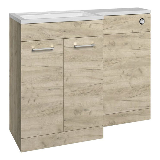 Ruby Winston 1100mm Floor Standing L-Shape Pack & Basin (LH) - Oak - RUBY107498 - Bathroom Shack
