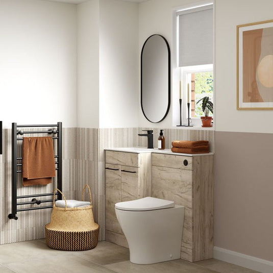 Ruby Winston 1100mm Floor Standing L-Shape Pack & Basin (LH) - Oak - RUBY107498 - Bathroom Shack