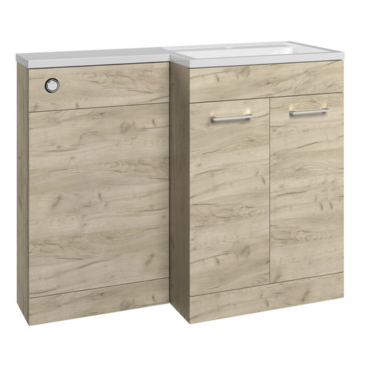 Ruby Winston 1100mm Floor Standing L-Shape Pack & Basin (RH) - Oak - RUBY107499 - Bathroom Shack