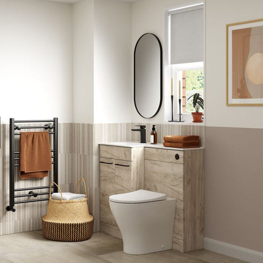 Ruby Winston 1100mm Floor Standing L-Shape Pack & Basin (RH) - Oak - RUBY107499 - Bathroom Shack