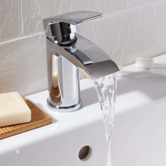 Scudo Belini Deck Mounted 1 Handle Basin Mixer Tap Inc. Waste - Chrome - TAP201 - Bathroom Shack