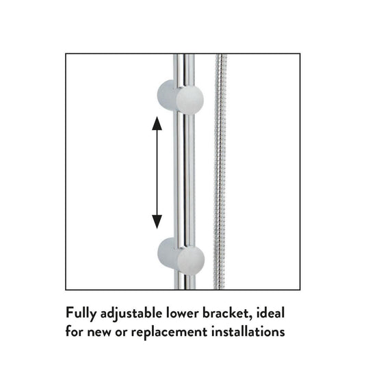 Scudo Middleton Slide Rail Kit With Adjustable Mounting brackets & Handset - Chrome - RISERKIT005L - Bathroom Shack