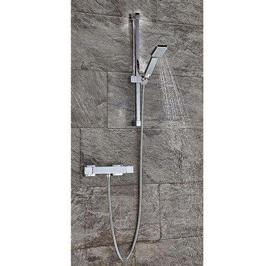 Scudo Square Slide Rail Kit With Paddle Handset - Chrome - RISERKIT001 - Bathroom Shack