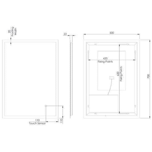 Tavistock Beta 500 Touch Control LED Mirror - Chrome - Bathroom Shack