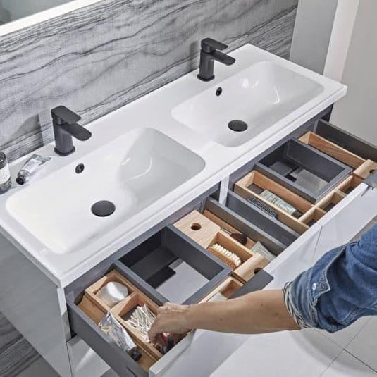 Tavistock Cadence 1200mm Wall Hung Vanity Unit - Gloss Light Grey - CA600W.Gx2 - Bathroom Shack