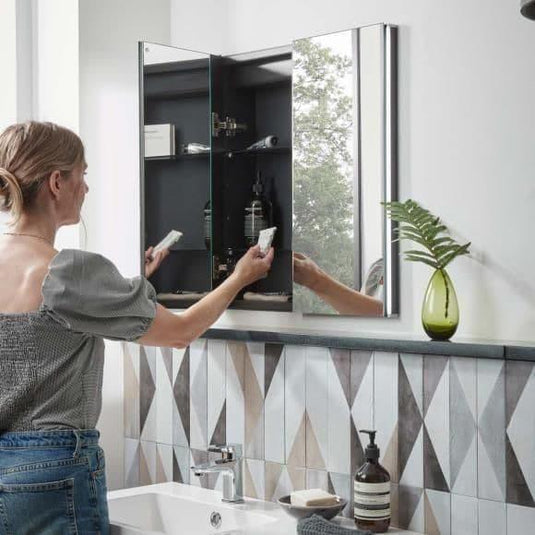 Tavistock Facade 1000 Recess Mirror Cabinet with Demister & Integrated Power Socket - Chrome - Bathroom Shack