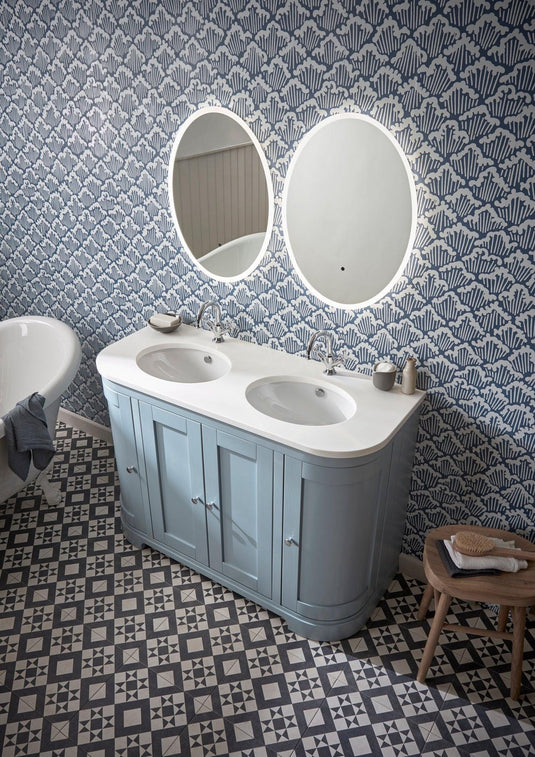 Tavistock Lansdown 1200mm Curved Double Basin Worktop - Carrara - LANC2USW12.CA - Bathroom Shack