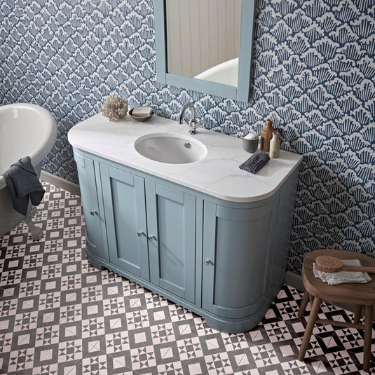 Tavistock Lansdown 1200mm Curved Single Basin Worktop - Carrara - LANCUSW12.CA - Bathroom Shack