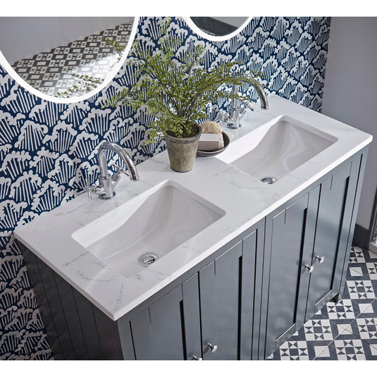 Tavistock Lansdown 1200mm Straight Double Basin Worktop & Upstand - Artic White - LANUSW12.AR - Bathroom Shack