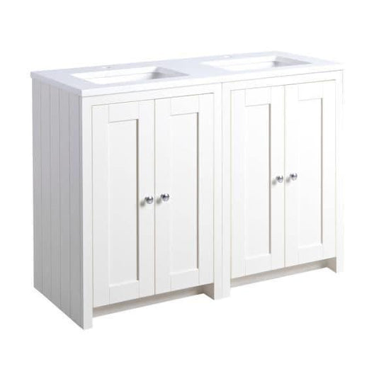 Tavistock Lansdown 1200mm Underslung Floorstanding Vanity Unit - Linen White - LAN600US.LWx2 - Bathroom Shack