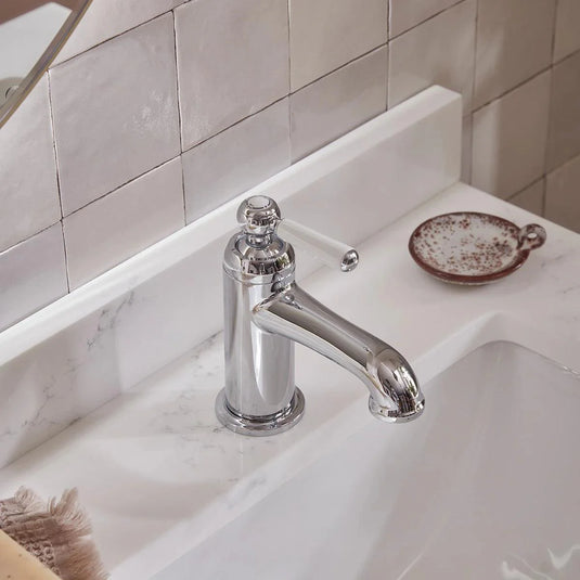 Tavistock Lansdown Basin Mono Mixer Tap with Click Waste Chrome/White - Bathroom Shack