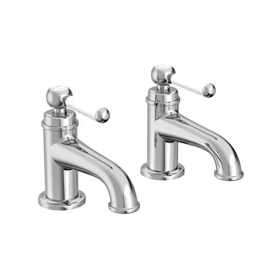 Tavistock Lansdown Pair of Basin Taps Chrome/White - Bathroom Shack