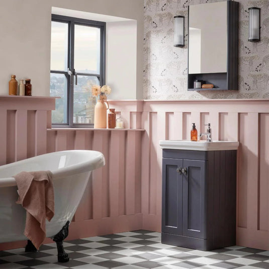 Tavistock Marston Wall Mirror Cabinet Matt Dark Grey 460mm - Bathroom Shack
