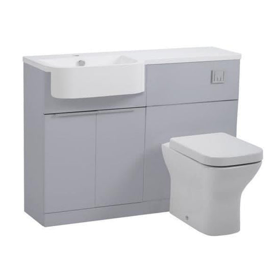 Tavistock Match 1200mm Combination Vanity Unit (LH) - Gloss Light Grey - MAT12L.G - Bathroom Shack