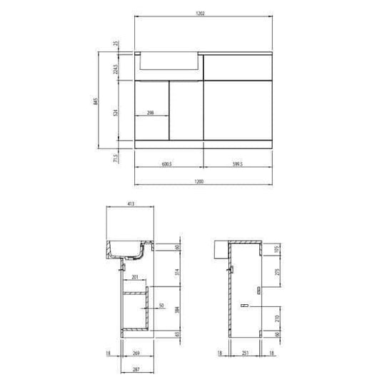 Tavistock Match 1200mm Combination Vanity Unit (LH) - Gloss White - MAT12L.W - Bathroom Shack