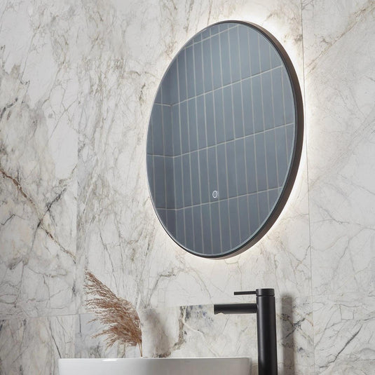 Tavistock Oxygen Round Illuminated Mirror Black 600mm - Bathroom Shack