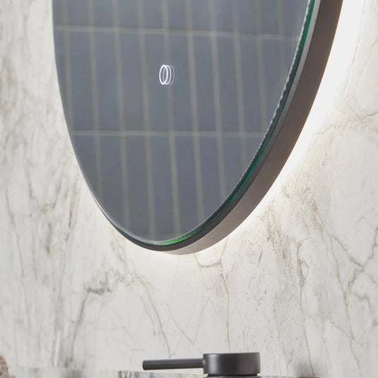 Tavistock Oxygen Round Illuminated Mirror Black 600mm - Bathroom Shack