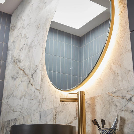 Tavistock Oxygen Round Illuminated Mirror Brass 600mm - Bathroom Shack