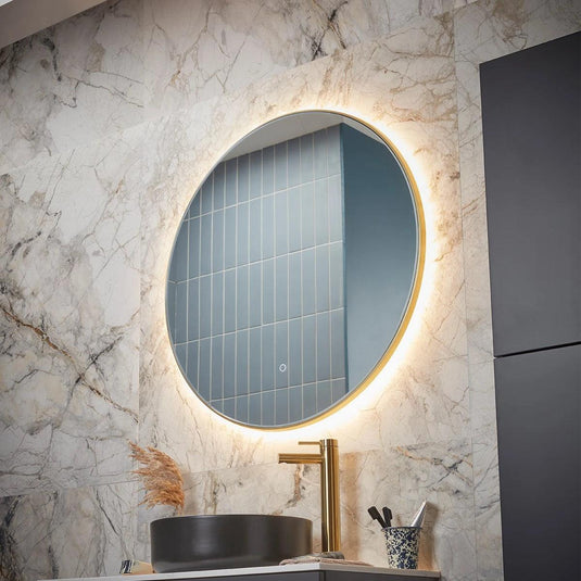 Tavistock Oxygen Round Illuminated Mirror Brass 600mm - Bathroom Shack