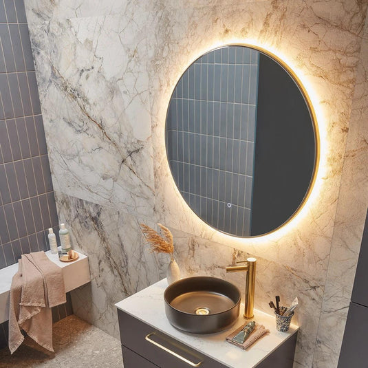 Tavistock Oxygen Round Illuminated Mirror Brass 600mm - Bathroom Shack