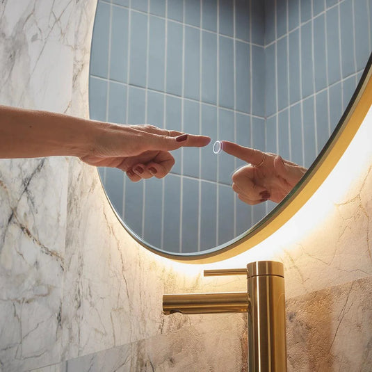 Tavistock Oxygen Round Illuminated Mirror Brass 600mm - Bathroom Shack