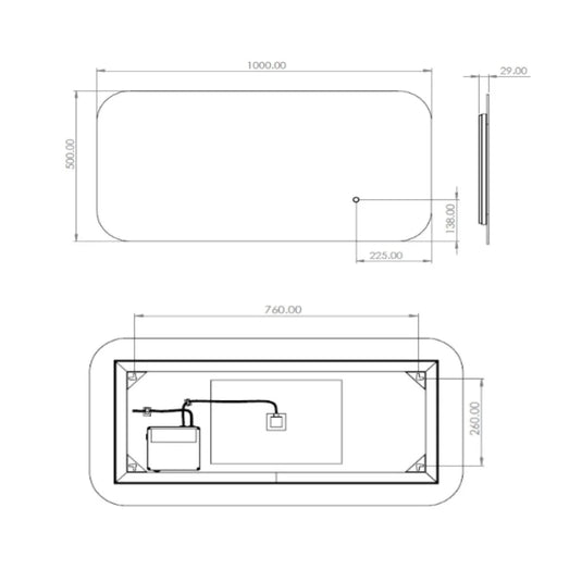 Tavistock Portal 1000 x 500mm Illuminated Mirror - Bathroom Shack
