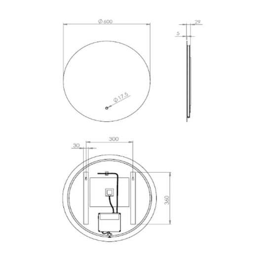 Tavistock Portal Illuminated Round Mirror 600mm - Bathroom Shack
