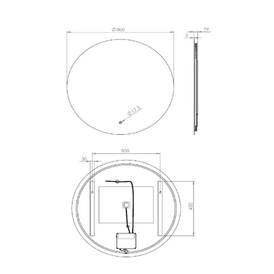 Tavistock Portal Illuminated Round Mirror 800mm - Bathroom Shack