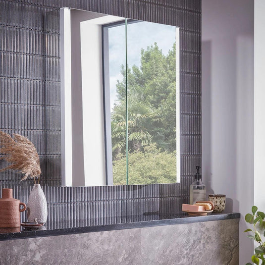 Tavistock Render 600 x 665mm Double Door Bathroom Cabinet - Aluminium - Bathroom Shack