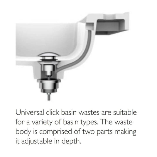 Tavistock Universal Slotted / Solid Click Basin Waste Chrome - Bathroom Shack
