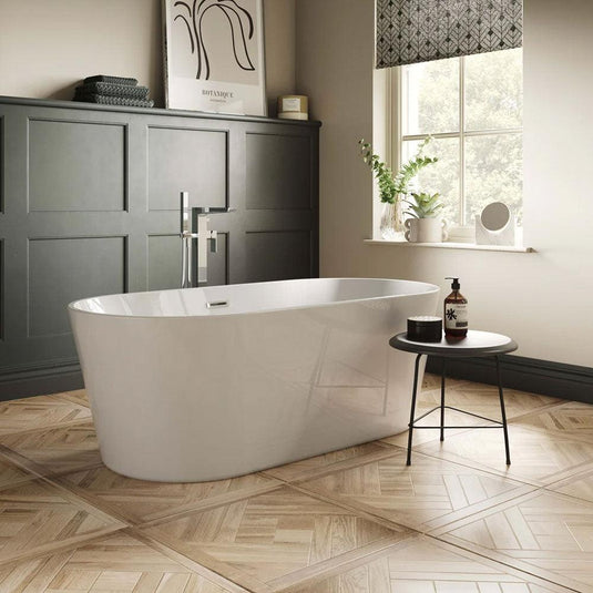The White Space Como Double Ended Oval Freestanding Bath 1600mm x 750mm - White - Bathroom Shack