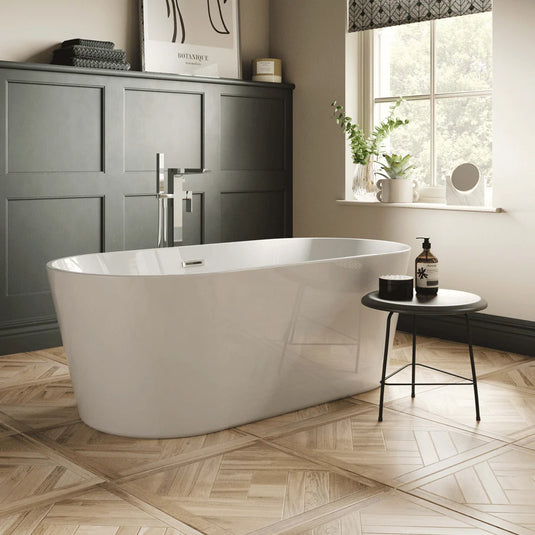 The White Space Como Double Ended Oval Freestanding Bath 1685mm x 800mm - White - Bathroom Shack