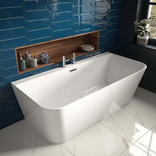 The White Space Double Ended D-Shaped Freestanding Bath 1600mm x 800mm - White - Bathroom Shack