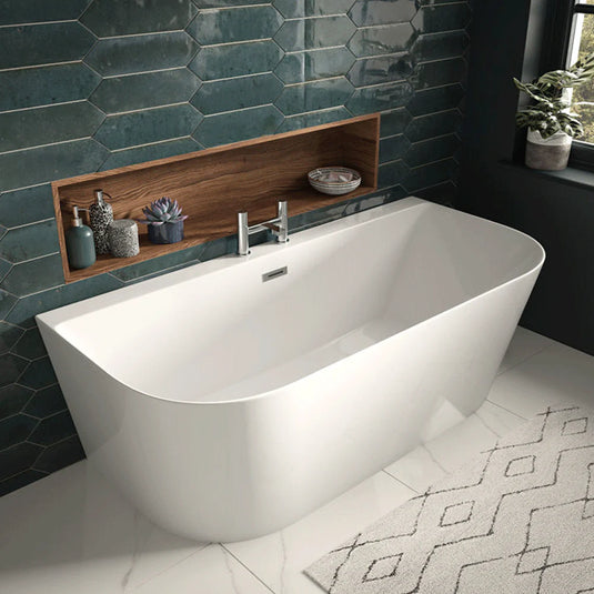 The White Space Double Ended D-Shaped Freestanding Bath 1700mm x 800mm - White - Bathroom Shack