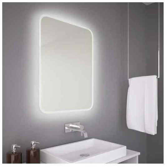 The White Space Hey U Illuminated LED Bathroom Mirror - 800mm H x 600mm W - Chrome - Bathroom Shack