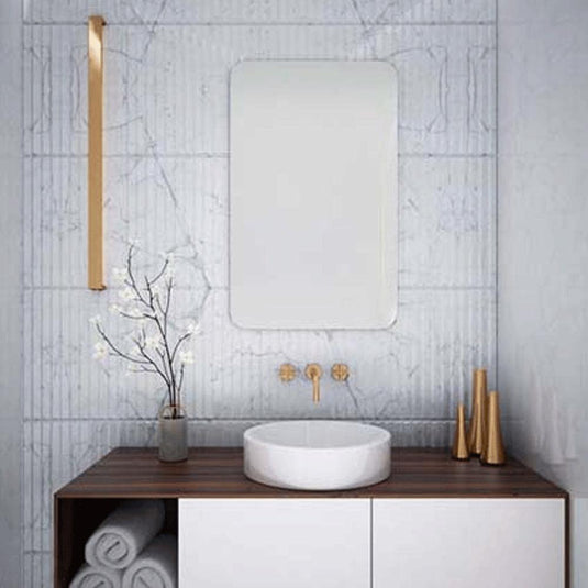 The White Space Kalm Non-Illuminated Bathroom Mirror - 800mm H x 500mm W - Chrome - Bathroom Shack