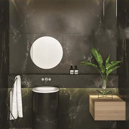 The White Space Round Bathroom Mirror 600mm H x 600mm W - Non-Illuminated - Chrome - Bathroom Shack