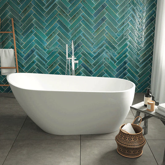 The White Space Souk Double Ended Oval Freestanding Bath 1700mm x 750mm - White - Bathroom Shack