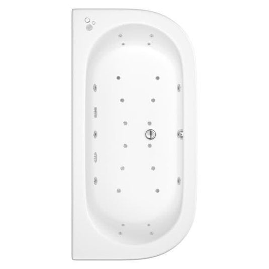 Trojan 1700 x 800mm D Shape 26 Jet Whirlpool Bath with LED Light & Waste - Bathroom Shack