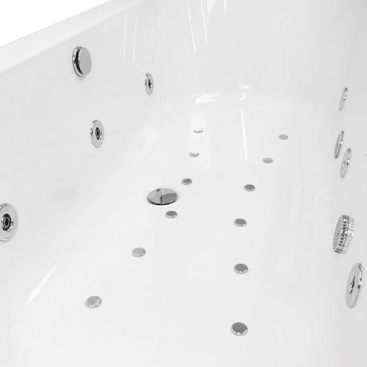 Trojan 1700 x 800mm D Shape 26 Jet Whirlpool Bath with LED Light & Waste - Bathroom Shack