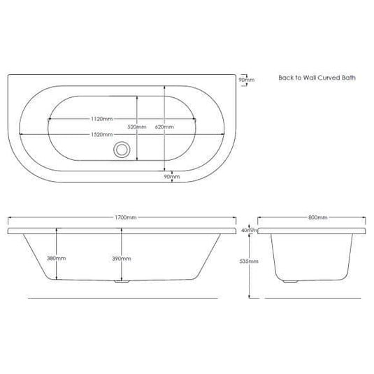 Trojan 1700 x 800mm D Shape Trojancast Bath with Panel - Bathroom Shack